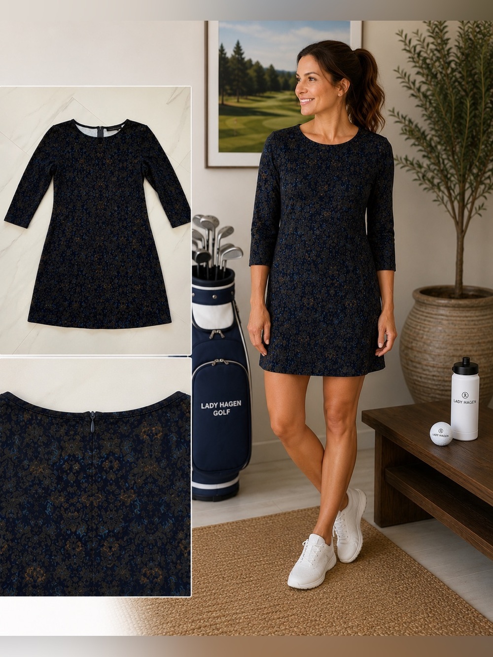 Sanctuary Knit dress dark green Floral size small